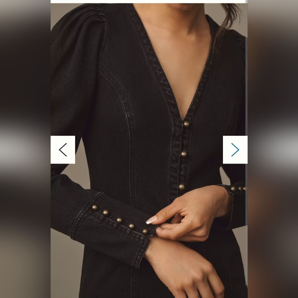 NWT ANTHROPOLOGIE Pilcro Puff-Sleeve Denim Mini Dress Size XL - Picture 3 of 7